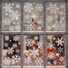 204pcs Glitter Snowflake Window Stickers, Christmas 7.9 x 11.8 inches, Silver