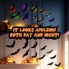 12 Lights & 48 Bats Halloween Decoration with Remote Timer