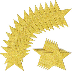 100 PCS Glitter Gold Five Star Cutouts Paper Stars Confetti Cutout Gold Star Cut