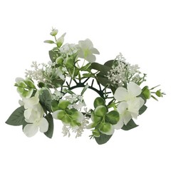 Decorative Candle Ring with Hydrangea Design for Table Centerpieces