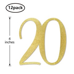 Gold Glitter 20 Cut-Out Numbers 20th Birthday Party Anniversary Decor DIY