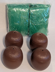 Coconut Beverage Holders and Green Grass Skirts
