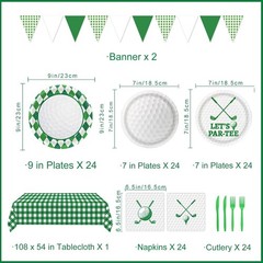 Golf Party Decorations Set Includes Plates Napkins Banner Tablecloth for Birt…