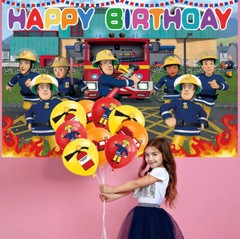 Fireman Sam Party Decorations Set Balloons Plates Cake Topper Banner