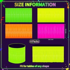 4 Pack Glow in Dark Tinsel Table Skirts 31.5″x118″ Neon UV Party Decor