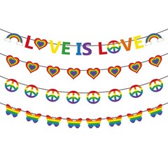 Pride Party Banners Decorations, 4PCS Is Love Gay Pride Pre Strung Banners De…