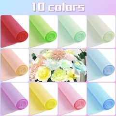 10 Rolls Crepe Paper Streamers 10 Rainbow Colors Floral Wire 9.8 x 98 Inch/Roll
