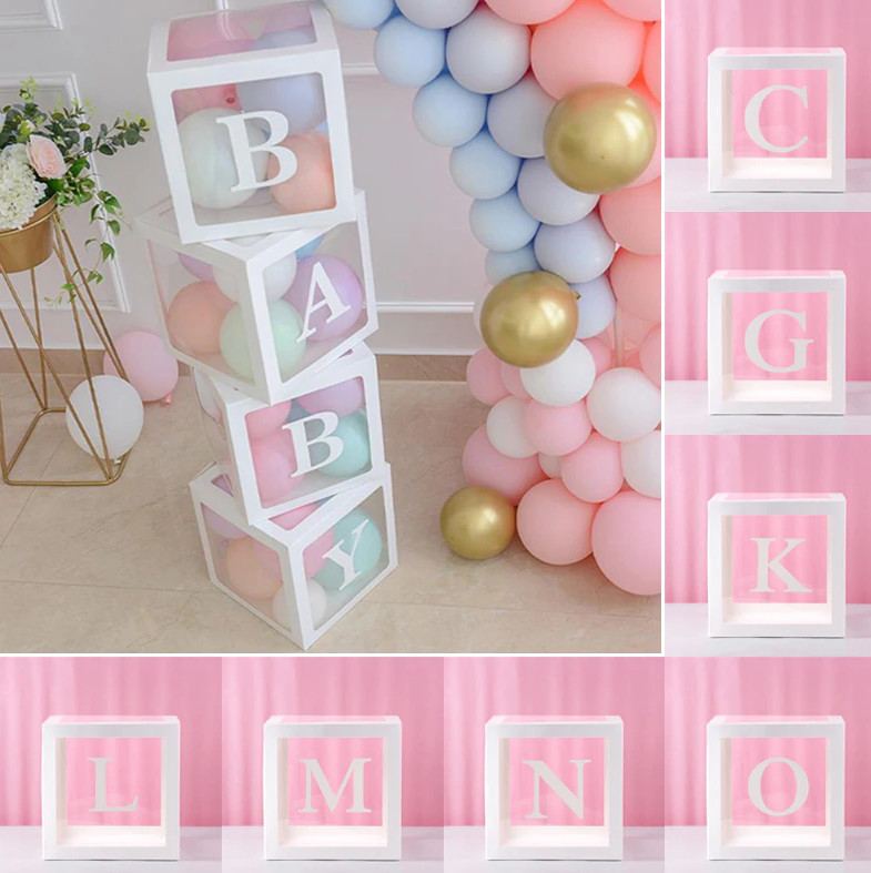 Customize Transparent Balloon Letter Box for Birthday Parties, Gender Reveal etc
