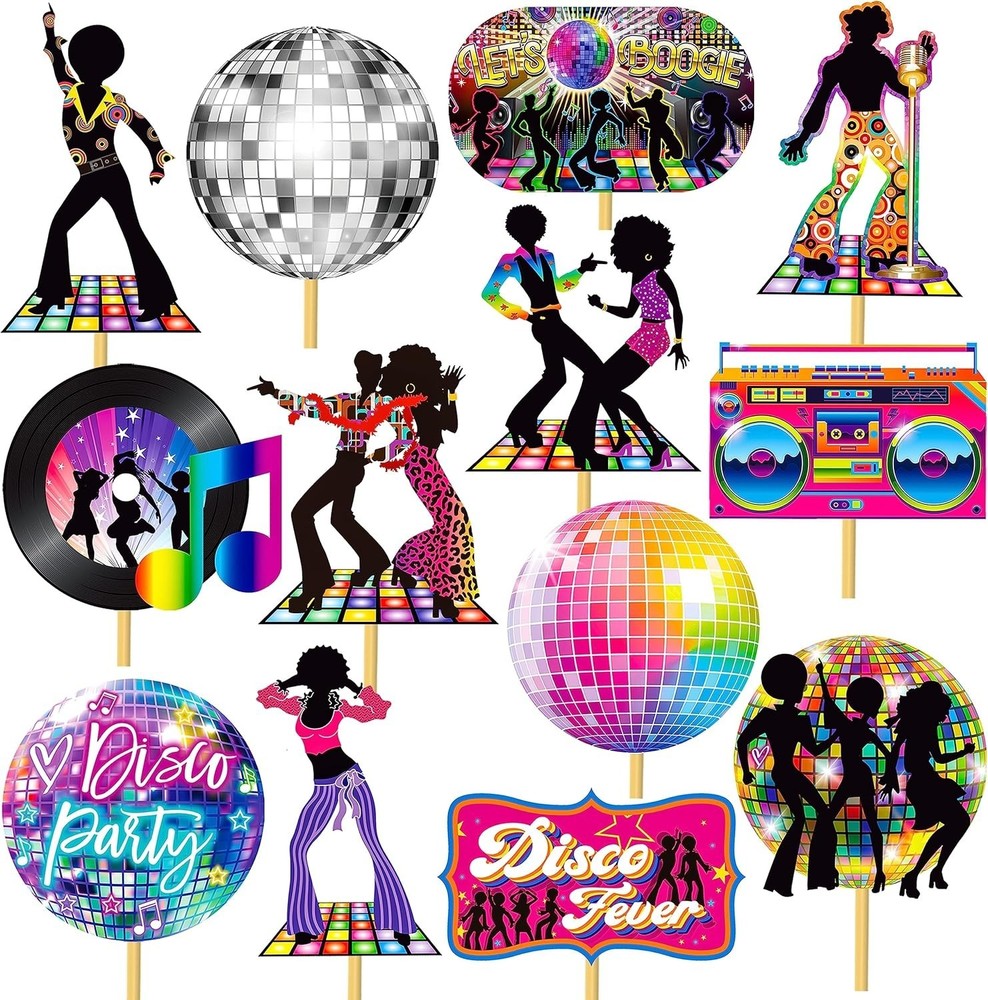 26pcs 1970s Disco Fever Party Centerpiece Sticks Disco Party Decorations