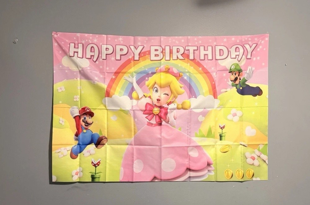 Princess Peach Party Banner/Backdrop