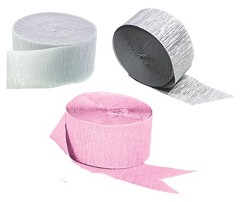 Pink White Metallic Silver Crepe Paper Streamers 6 Rolls 423 Feet Total