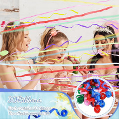 24 Pack Blue Multicolor Streamers Poppers No Mess Confetti Party Ribbons 17 FT