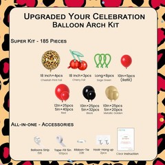 Cheetah Print Balloon Arch Kit,185pcs Red Black Gold Metallic Balloons, with …
