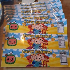 Coco Melon Birthday Party Plate Napkin Balloon Cake Topper Bottle Label Stickers