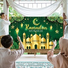 Eye-Catching Muslim Ramadan Photo Backdrop with Stars and Crescent Moon
