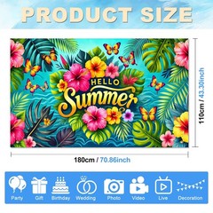 HOMETITUTE Hello Summer Banner 71 x 43 inch Hawaiian Beach#005