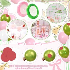 Martini Bow Birthday Party Decorations, Green Pink Glitter A Tini Bit Older