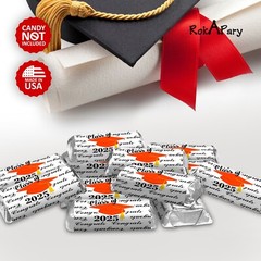 Class of 2025 Graduation Mini Candy Wrapper | Set of 60 Stickers | Orange Theme
