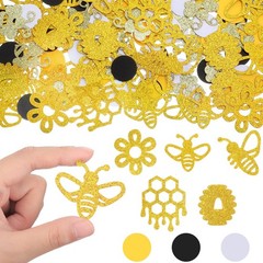 280 Pcs Bee Themed Party Decor Bee Glitter Sprinkles Honeycomb Circle Confett…