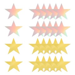 24 Pcs Stars Cutouts, 6 Inch Double Printed Paper Stars, Gold/Iridescent Silver