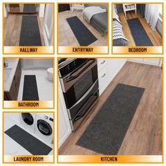 Ottomanson Door Mat Indoor Entryway Runner Rug – 1’8″ x 4’11» (Runner), Black
