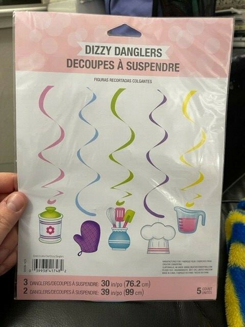 Creative Converting Little Chef Dizzy Danglers Hanging Decorations 5ct. New!!!