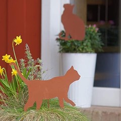 Rusty Cat Garden Stake Set Creative Idea for Nature Lovers (3 or 4 Cats)