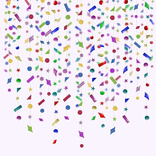 Glitter Colorful Confetti Garlands Hanging Rainbow Star Backdrop Fiesta Party…