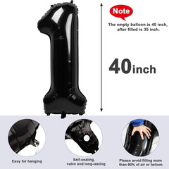 Number Balloons 40 in 40 Numbers, 40Th Birthday Decorations for Women Men, Black
