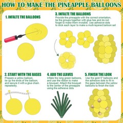 206 Pcs Pineapple Balloon Kit with Metallic Gold Dark Green Long Balloons Dec…