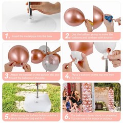 2 Sets Rose Gold Balloon Column Stand Kit with 100 Balloons Graduation Adjust…