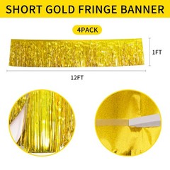 Laser Gold Party Decorations Birthday Streamers 4Pack – 48FT Tinsel Garland S…
