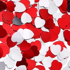 1000 Pcs Valentine’s Mini Heart Confetti Bulk 0.4 Inch Foil Red Silver Glitte…