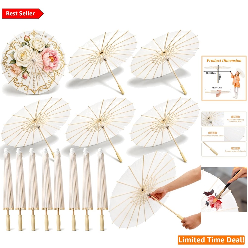 Paper Parasol Set for DIY Decor Photography Props Bridal Weddings 23.6 Inch W…