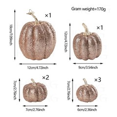 7PCS Gold Glitter Pumpkin Set for Halloween For Fall and Seasonal Decor