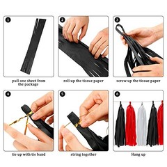 29 Pcs Red and Black Decorations Decoration Fan Pom Pom Honeycomb Flower Tiss…