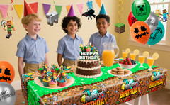 Minecraft Birthday Party Supplies,52Pcs Minecraft Decorations Banners Tablecloth