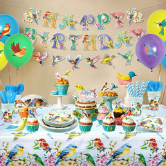 Bird Party Supplies, Includes Happy Birthday Banners, 130*220cm, Orange
