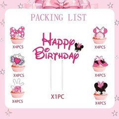 Minnie Mouse Birthday Party Decor Kit. Cake Topper, Centerpieces, Tablecloths