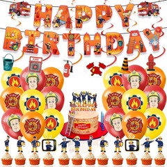 Fireman Sam Birthday Party Decor Supplies Balloons Banner Cake Toppers Kids