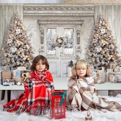 Mocsicka Christmas Winter Manor Photography Backdrop Stylish Christmas Interi…