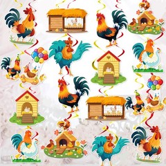 30 PCS Chicken Hanging Swirls Farm Theme Party Ceiling Streamer Decoration