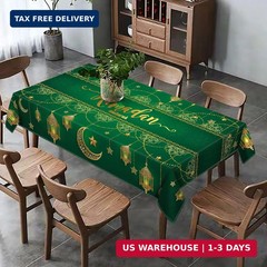 Hafangry Ramadan Mubarak Tablecloth Islamic Muslim Eid Decoration Golden Star Mo