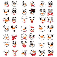 LOMIMOS Snowman Faces Stickers,42 Pcs Cute Face Decals Christmas Red