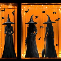 Halloween Decorations Window Clings Decor: 3pcs Large Realist Dark Black