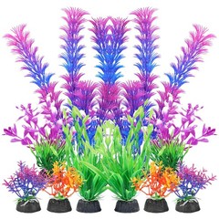 AQUANEAT Artificial Fish Tank Plants, Aquarium 8.5 inches, Purple