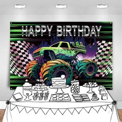8x6ft Truck Birthday Party Backdrop Banner Race Car Flag Theme Photography Ba…
