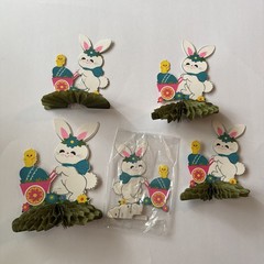 Vtg Hallmark Paper Honeycomb Easter Bunny & Chick Cut Out Table Decor SEE & READ