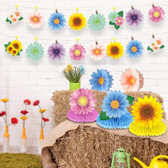 10 Pieces Sunflower Honeycomb Centerpiece Table Toppers, Autumn Summer Spring Bi