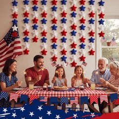13 FT 48 Pcs Patriotic Felt Star Garland Banner Red White Blue Americana Garl…